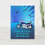 Ex Husband Birthday Motorbike Sunset Card<br><div class="desc">Happy birthday ex-husband card with a motorbike. A perfect card for a biker. A blue motorbike with a stylised sunset and flying birds. Any bike enthusiast will love to get a card like this.</div>