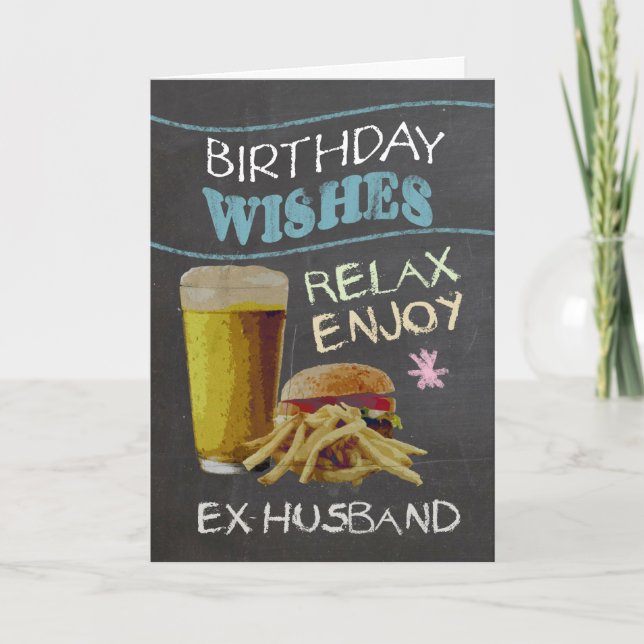Ex Husband Trendy Chalk Board Effect, With Beer Card (Front)