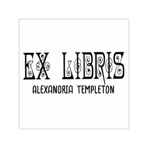 Ex Libris Art Deco Vintage Text #3 Library Book Self-inking Stamp