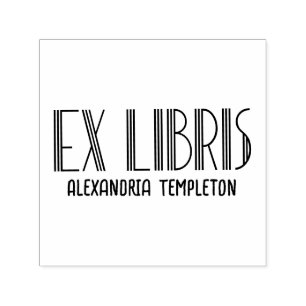 Ex Libris Art Deco Vintage Text #5 Library Book Self-inking Stamp