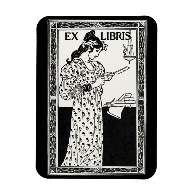 Ex libris art nouveau magnet (Vertical)