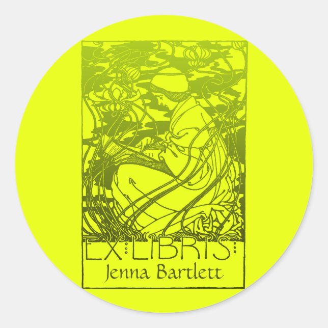 Ex Libris Art Nouveau Sticker (Front)