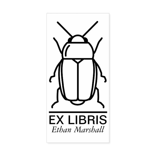 Ex Libris - Beetle/Bug v1 Rubber Stamp (Imprint)