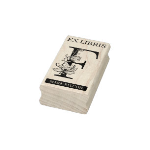 EX libris Book library bookplate monogram F Rubber Stamp