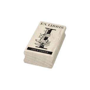 EX libris Book library bookplate monogram I Rubber Stamp