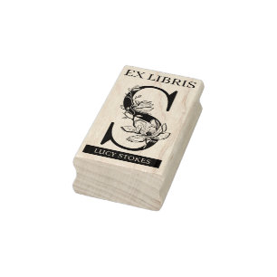 EX libris Book library bookplate monogram S Rubber Stamp
