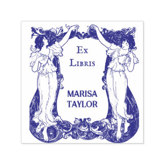 Ex Libris Bookplate Art Nouveau Book Lover Design Self-inking Stamp