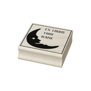 Ex Libris Bookplate Moon Rubber Stamp