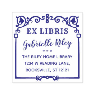 Ex Libris Bookplate Ornate Vintage Frame   Custom Self-inking Stamp