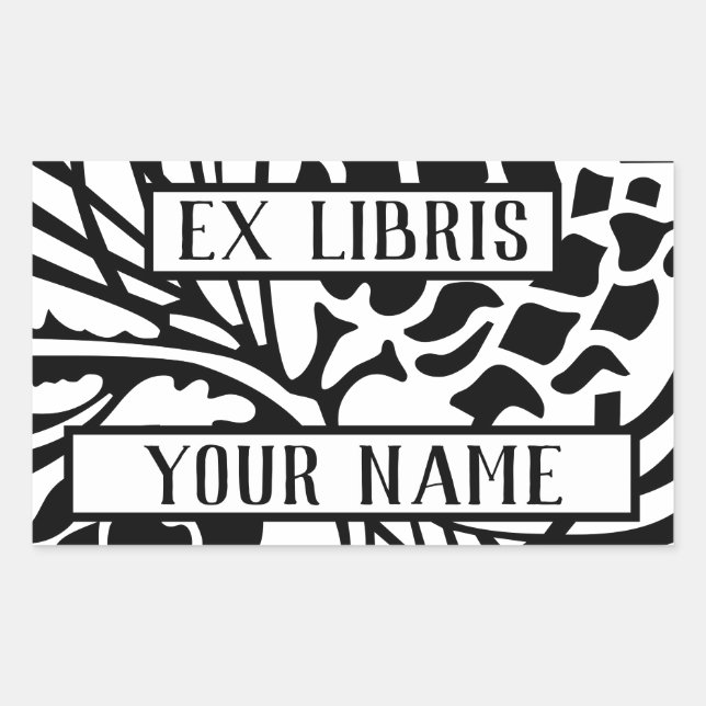 Ex Libris Bookplate Pine Cones Rectangular Sticker (Front)