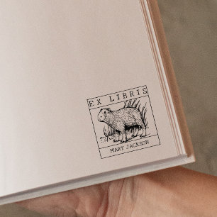 Ex Libris, Capybara Book       Rubber Stamp