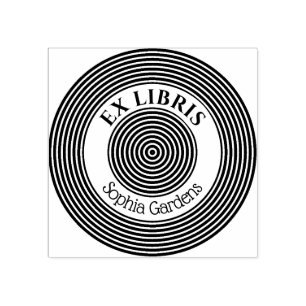 Ex Libris Concentric Circles v1 Rubber Stamp