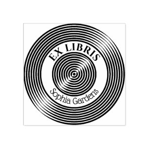 Ex Libris Concentric Circles v3 Rubber Stamp