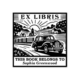 Ex Libris - Country Drive Rubber Stamp