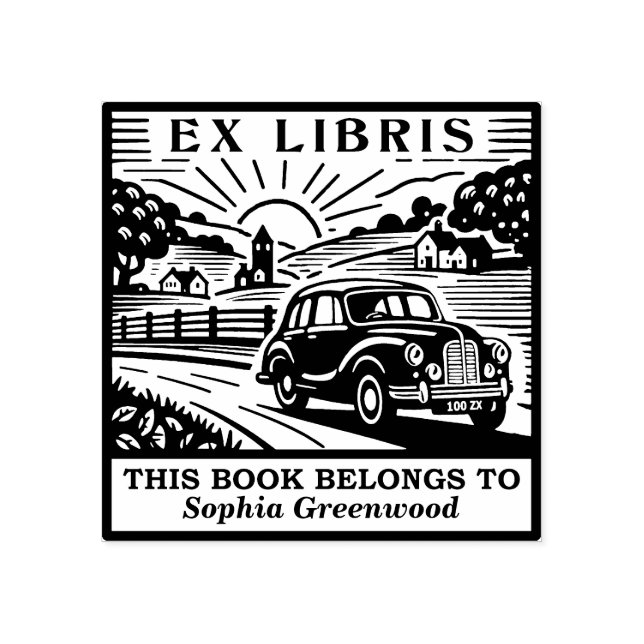 Ex Libris - Country Drive Rubber Stamp (Imprint)