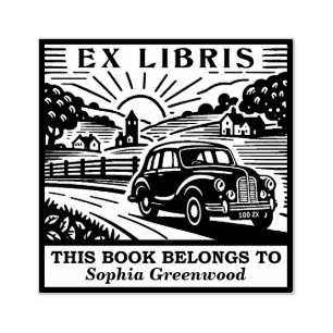 Ex Libris - Country Drive Rubber Stamp