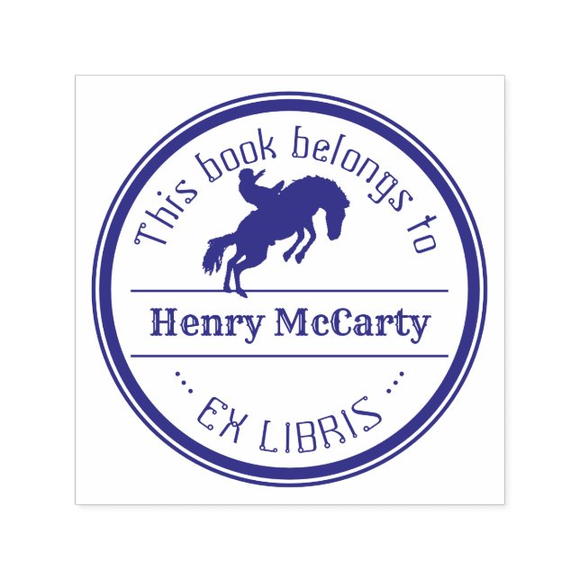 Ex Libris | Cowboy Rodeo Horse Self-inking Stamp (Design)