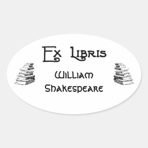Ex Libris Deco Letters Books Custom Bookplate Oval Sticker