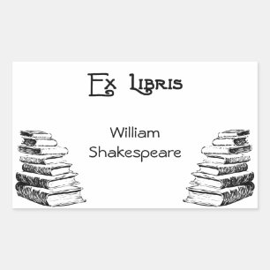 Ex Libris Deco Letters Books Custom Bookplate Rectangular Sticker