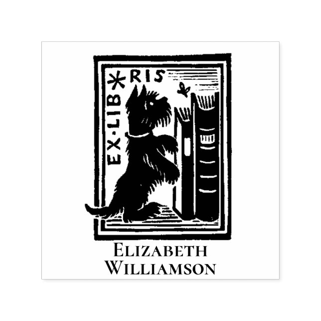Ex Libris Dog Bookplate Book Return Self-inking Stamp (Design)
