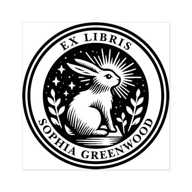 Ex Libris - Enlightened Rabbit Rubber Stamp (Imprint)
