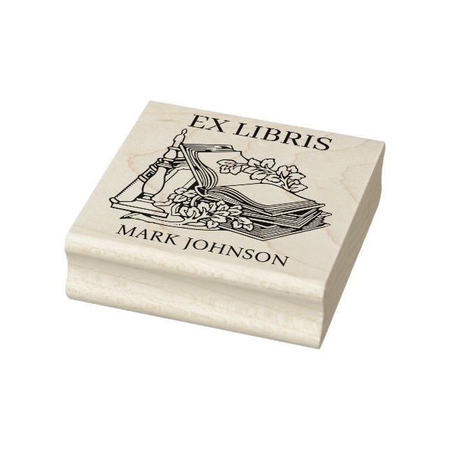 EX libris exlibris Book library bookplate library  Rubber Stamp (Stamp)