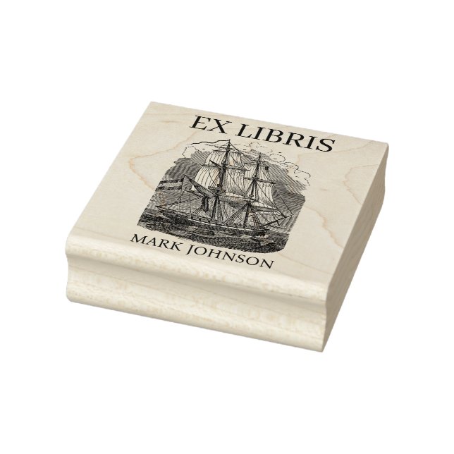 EX libris exlibris Book library bookplate ship Rub Rubber Stamp (Stamp)