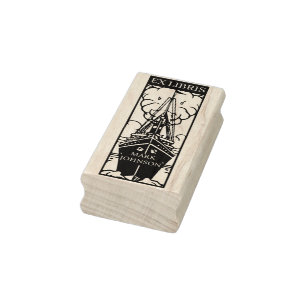 EX libris exlibris Book library bookplate ship Rub Rubber Stamp