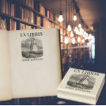 EX libris exlibris Book library bookplate ship Rubber Stamp<br><div class="desc">Ex Libris Book Stamp | Sailing Ship Add a timeless and adventurous touch to your books with this personalised Ex Libris book stamp, featuring a beautifully detailed etch-style sailing ship illustration. Inspired by classic bookplates, this design is perfect for readers who love history, travel, the sea, or nautical themes. Customise...</div>