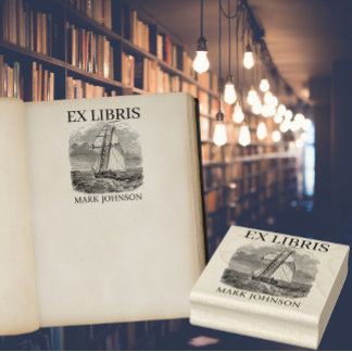 EX libris exlibris Book library bookplate ship Rubber Stamp