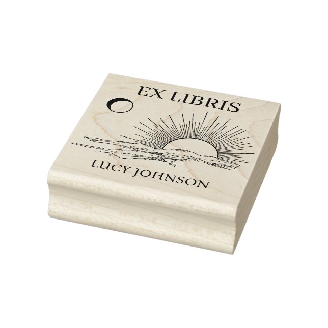 EX libris exlibris Book library bookplate sun moon Rubber Stamp (Stamp)