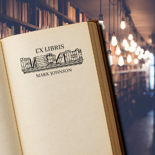 EX libris exlibris Book shelf  bookplate library  Rubber Stamp