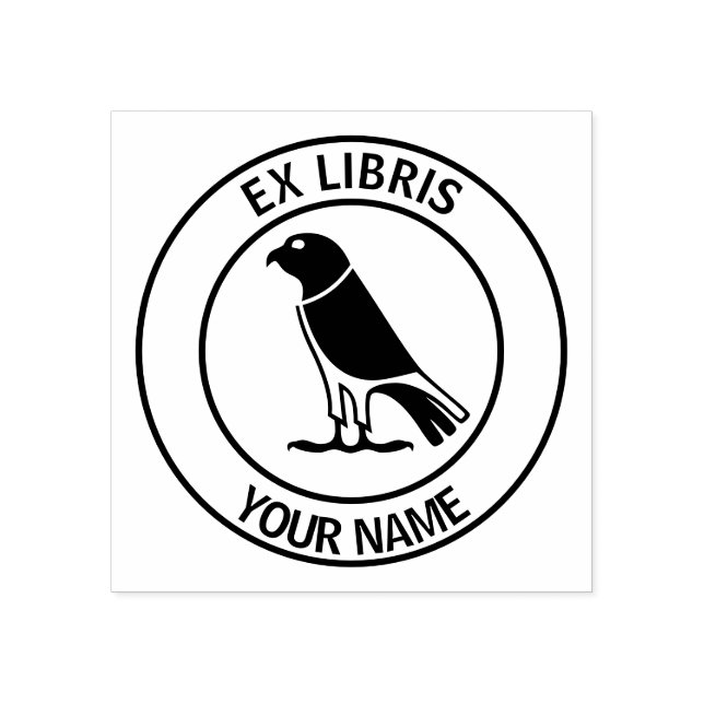 Ex libris falcon bookplate rubber stamp (Imprint)