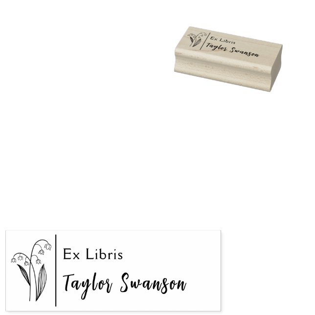 Ex Libris flower bluebells plants floral modern Rubber Stamp (Stamped)