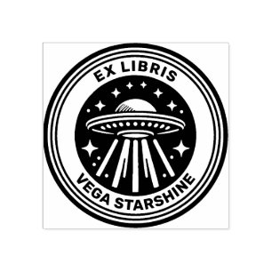 Ex Libris - Flying Saucer Rubber Stamp