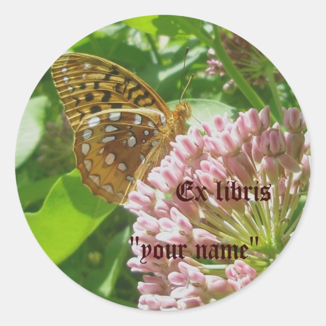 Ex Libris Fritillary Stickers to Customise (Front)