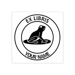 Ex libris frog bookplate rubber stamp