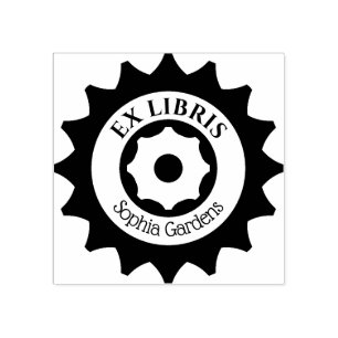 Ex Libris Gears Rubber Stamp