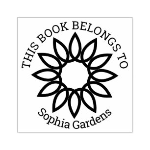 Ex Libris - Geometric Flower 01 Rubber Stamp