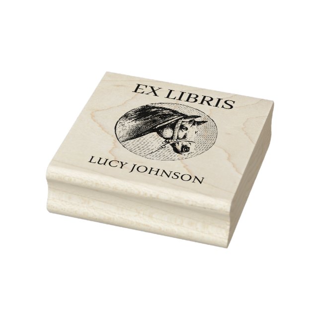 EX LIBRIS Horse Bookplate Rubber Stamp  (Stamp)
