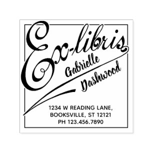 Ex Libris Library of Bookplate Bold Typography Self-inking Stamp