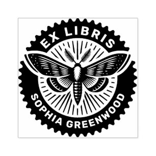 Ex Libris - Moth Rubber Stamp