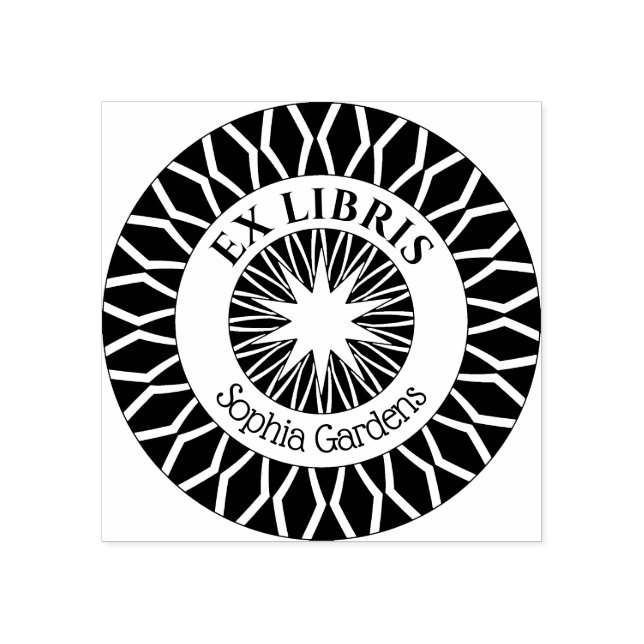 Ex Libris Mystical Star Burst v6 Rubber Stamp (Imprint)