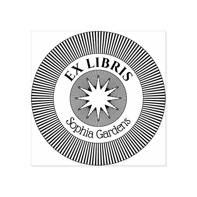 Ex Libris Mystical Star Burst v8 Rubber Stamp (Imprint)