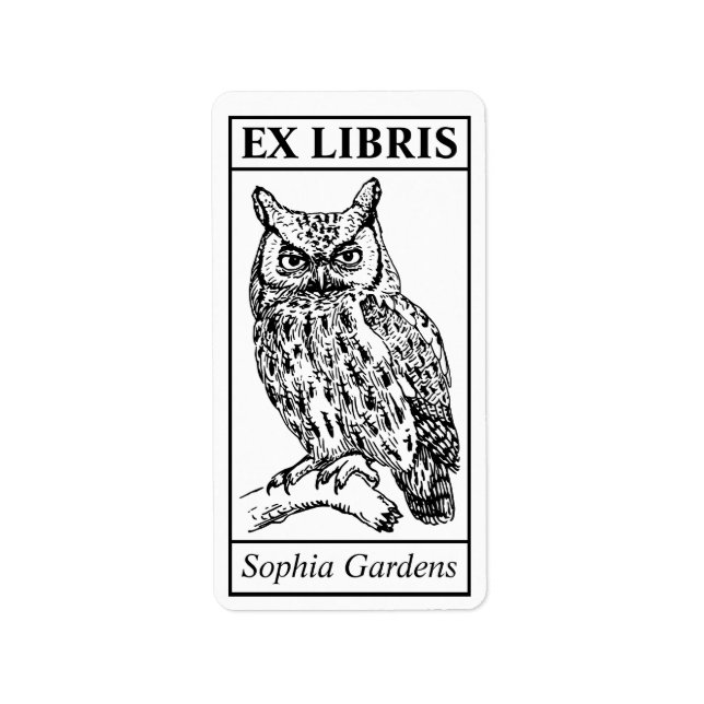 Ex Libris - Owl Label (Front)
