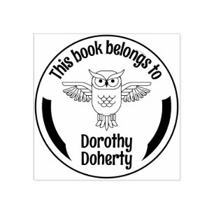 Ex Libris Owl Personalizable Rubber Stamp