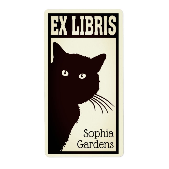 Ex Libris - Peeping Black Cat (filtered) (Front)