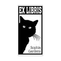 Ex Libris Peeping Black Cat