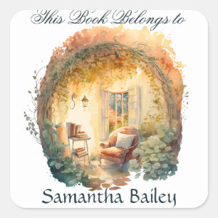 Ex Libris Personalised Bookplate Square Sticker