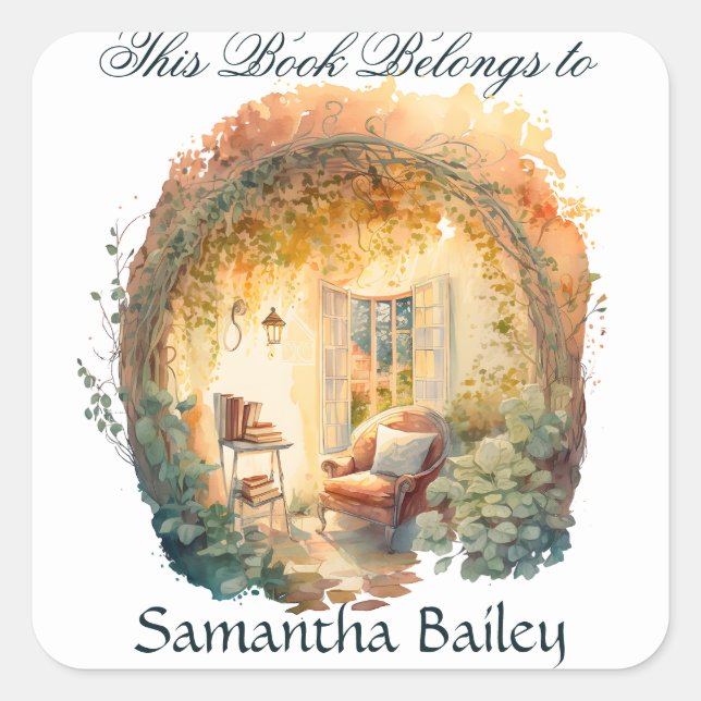 Ex Libris Personalised Bookplate Square Sticker (Front)